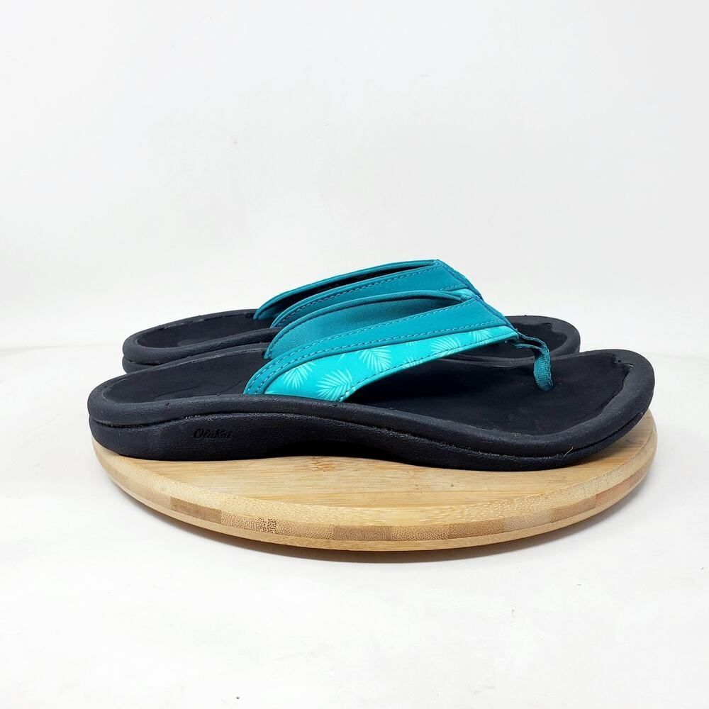 Olukai Ohana Sandals Womens 5 Teal Blue Flip Flop Thong Pool Beach‎ Shoes - Picture 6 of 12